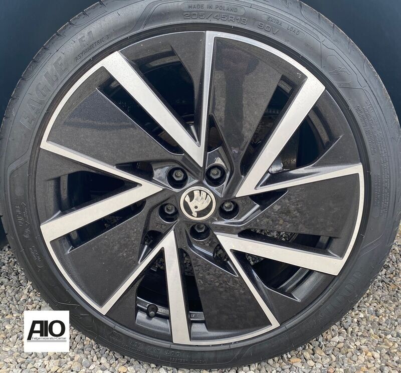 LF1 Original Skoda Alufelge 5E3071498F – Vega Aero  V-Speichen Design Schwarz HGG – Octavia IV