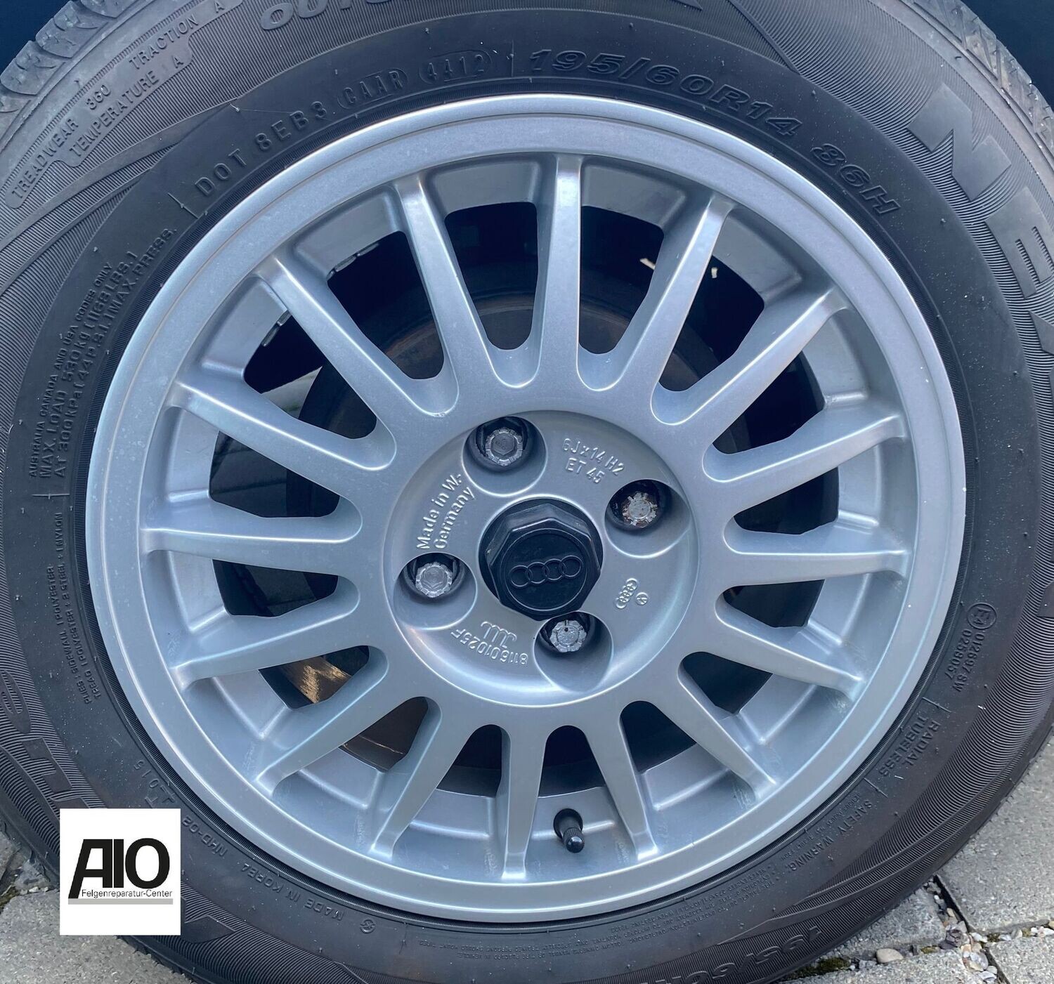 LF1 Original Audi Felge 853601025A  - 16-Speichen Design Silber - Audi 80/90 Typ 81/85/89/100 Typ44  4x108