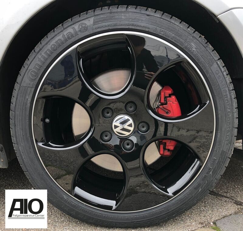 LF1 Original VW Felge 1K0601025BA – DETROIT 5-Speichen-Design Schwarz HGG Horn – Golf 5 / 6 /7 / GTI