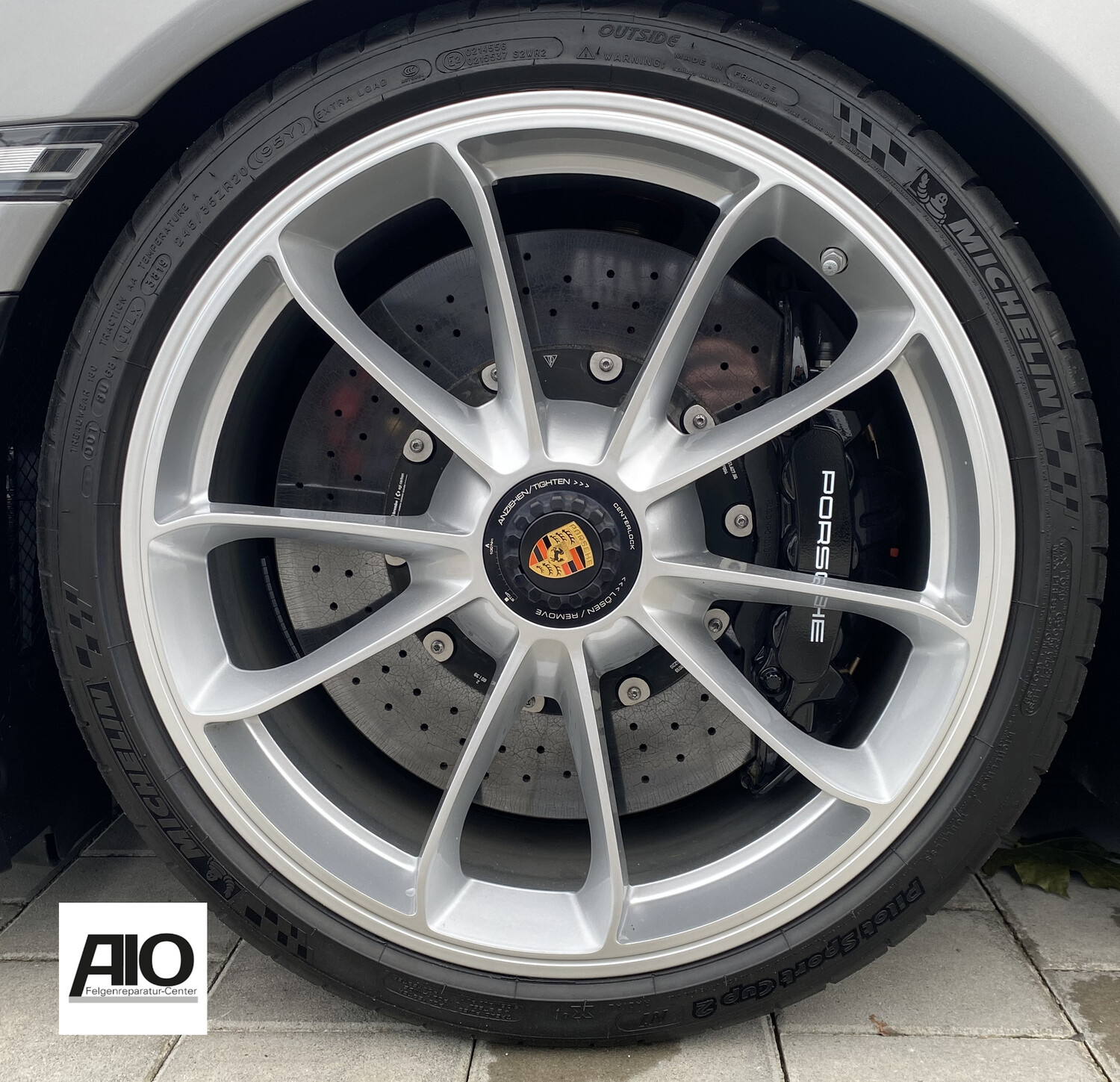 LF1 + Lack Original Porsche Felge 99136216382 - ZV Performance 5-Doppelspeiche Silber VA - 991 Typ 991 GT3 RS