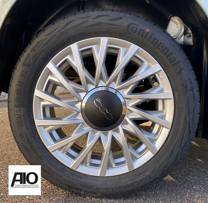 LF1 + Lack Original FIAT Felge 52009577 – Kreuzspeichen-Design Silber – Fiat 500