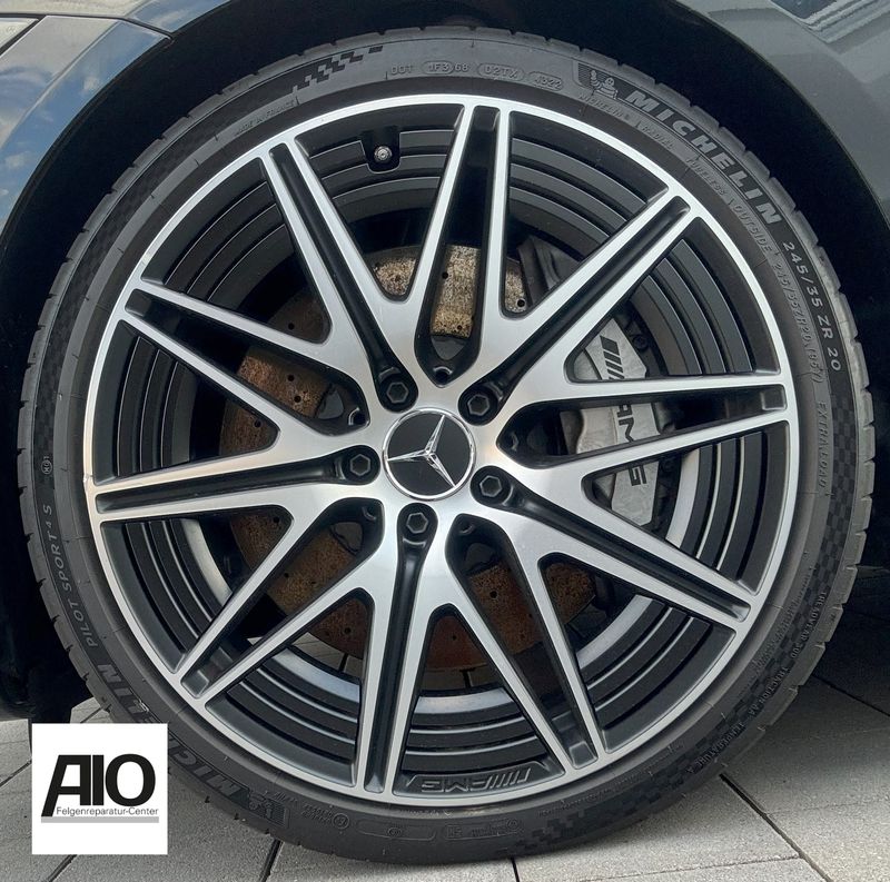 LF1 Original Mercedes Alufelge A2064013000 –  Sternspeichenrad Schwarz Matt HGG + Inlays VA - C63 S E Performance Typ: W206 / S206