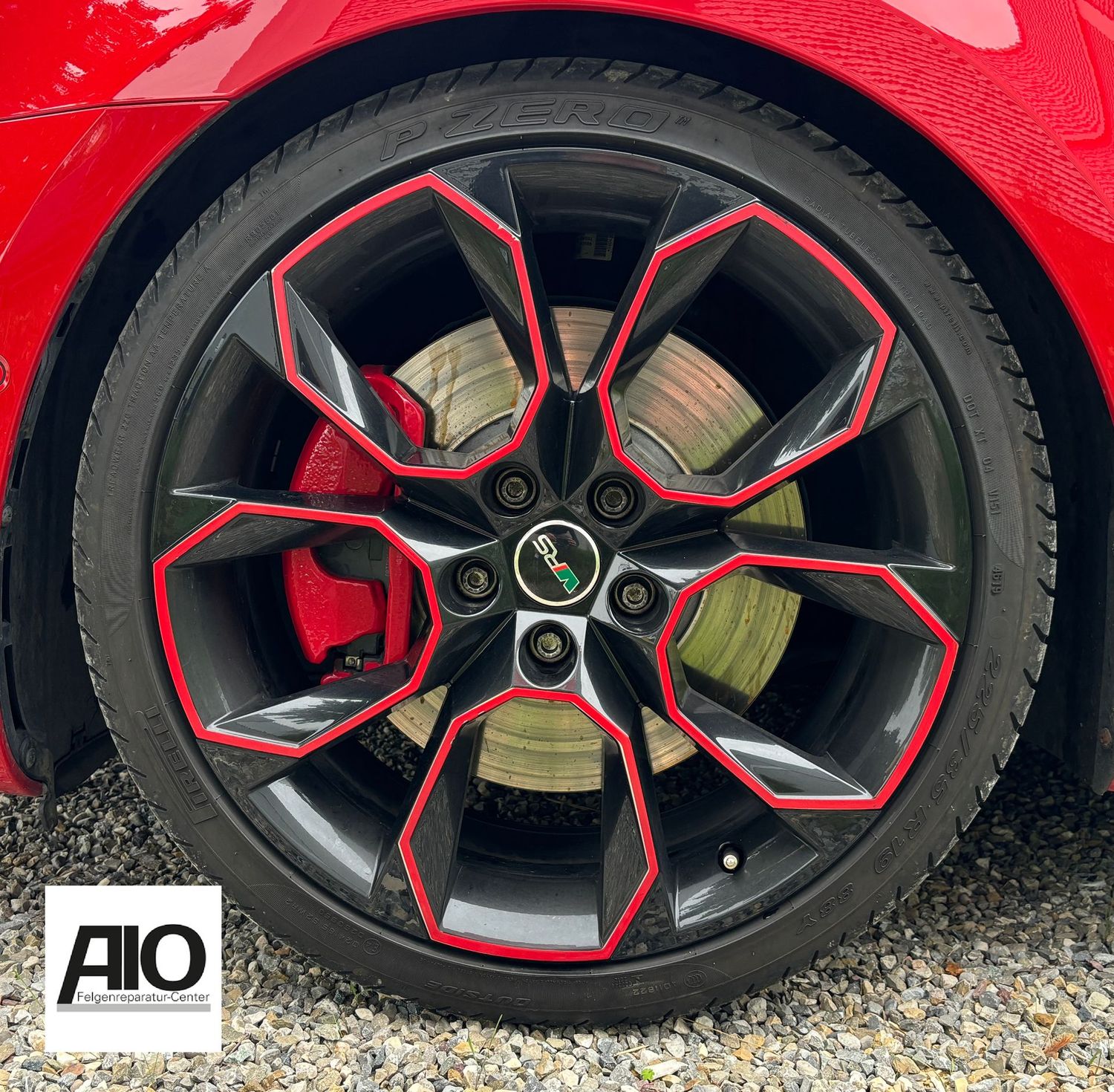 LF1 Original Skoda Alufelge 565071490E – Xtreme 5 Doppelspeiche Drehbahnbereich Rot Felge Schwarz – Kodiaq