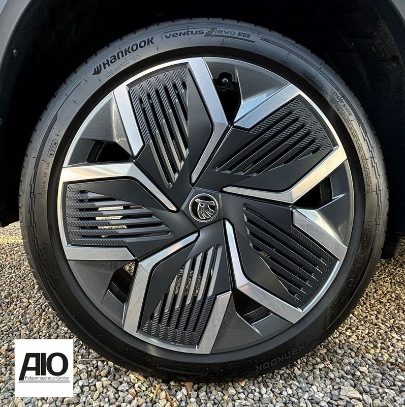 LF1 + LACK Original Skoda Alufelge 57H601025B –  5-Y-Speiche Grau HGG + Inlays – Kodiaq II + Karoq Typ NU