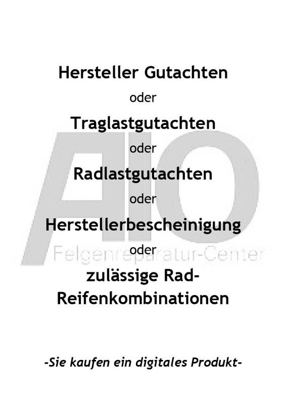 Traglastbescheinigung Traglastgutachten für BMW Vielspeiche Styling 32 - 1091990 - 7er E38
