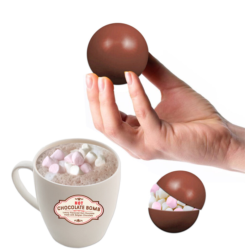 2 BELGIAN Hot Chocolate Bombs filled with mini Marshmallows