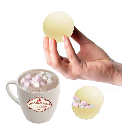 2 BELGIAN Hot White Chocolate Bombs filled with mini Marshmallows