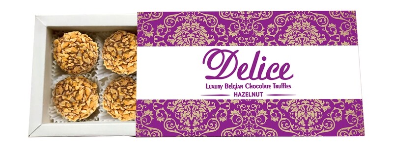 A box of 8 Handmade Belgian Chocolate HAZELNUT Truffles