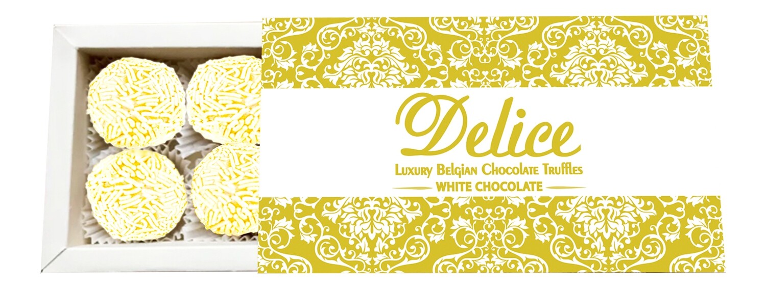 A box of 8 Handmade Belgian WHITE Chocolate Truffles
