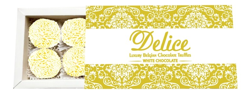 A box of 8 Handmade Belgian WHITE Chocolate Truffles