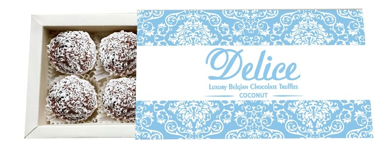 A box of 8 Handmade Belgian Chocolate COCONUT Truffles