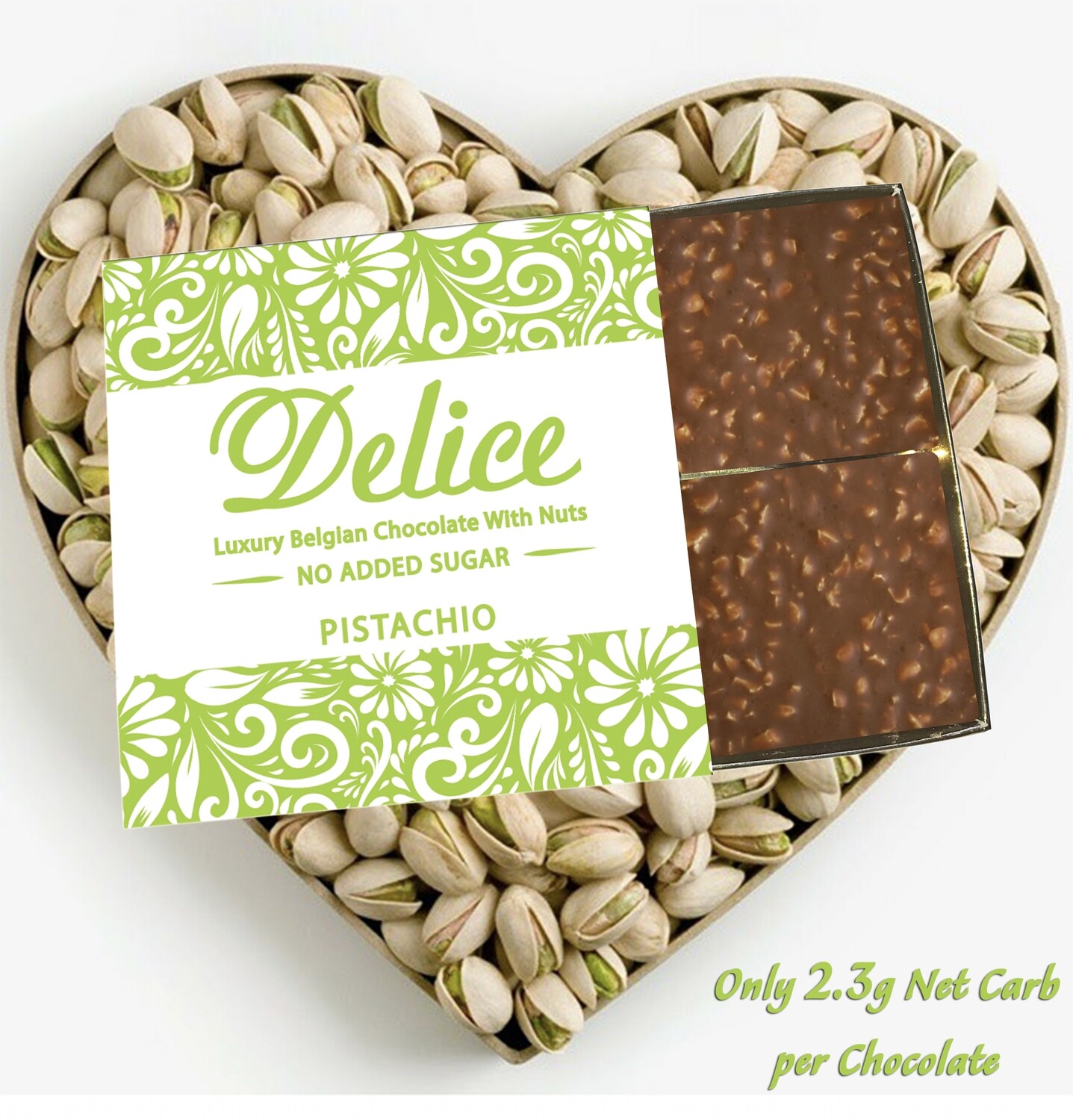 Delice No added Sugar Luxury Chocolate with Roasted PISTACHIO