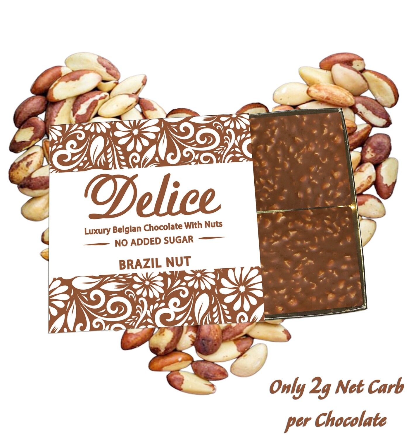 Delice No added Sugar Luxury Chocolate with BRAZIL NUTS