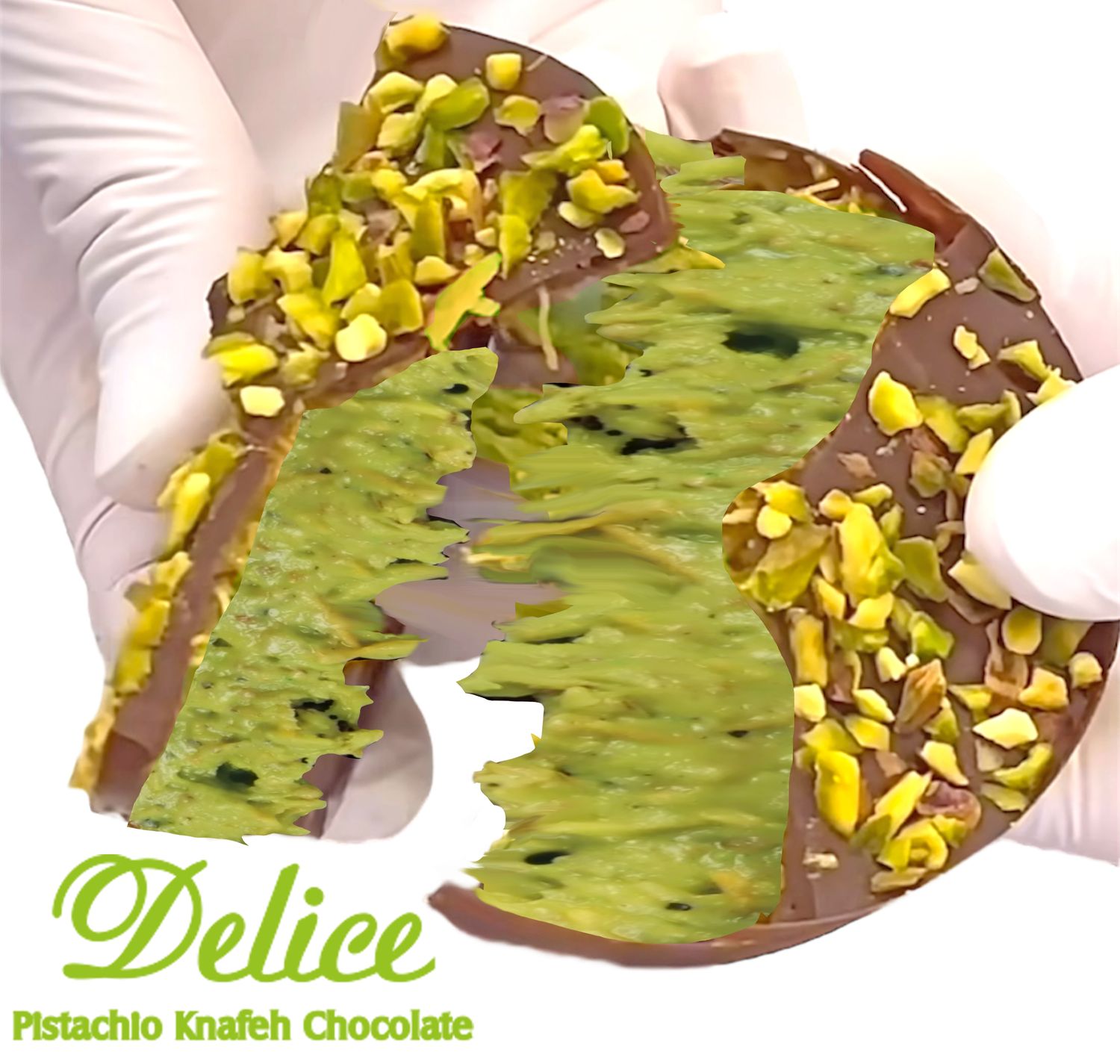 Delice Pistachio Knafeh / Kunafa Belgian Chocolate Bar - Dubai Chocolate Bar