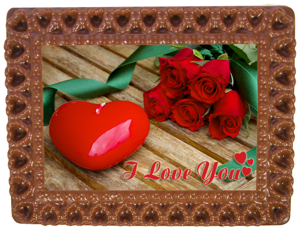 Printed Love Chocolate Frame HEARTS