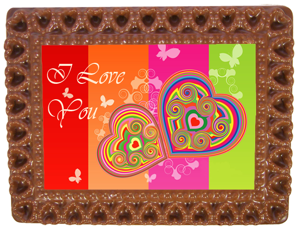 Printed Love Chocolate Frame HEARTS