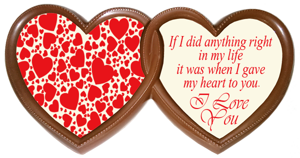 Printed Love Chocolate Frame TWIN HEARTS