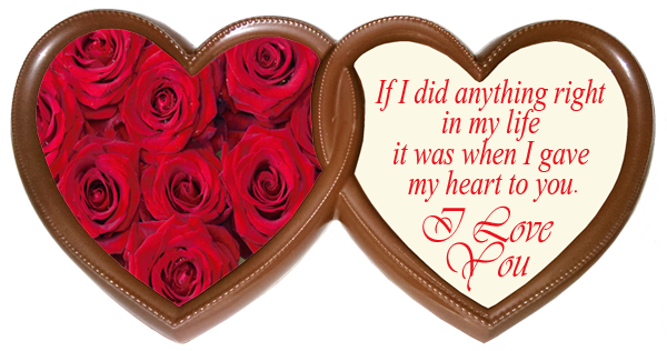 Printed Love Chocolate Frame TWIN HEARTS