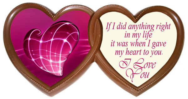 Printed Love Chocolate Frame TWIN HEARTS