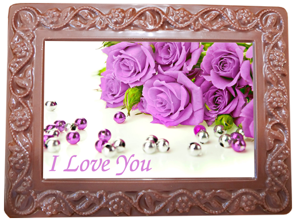 Printed Love Chocolate Frame Flowers &amp; Leaves