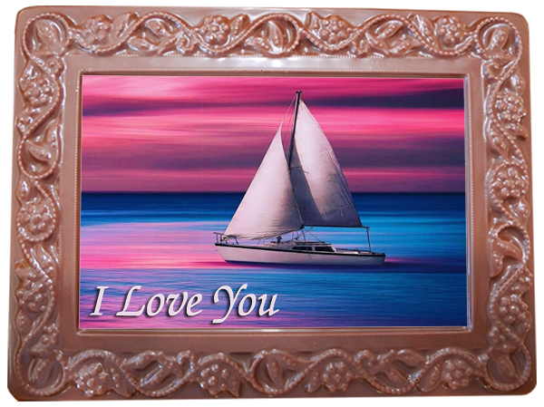 Printed Love Chocolate Frame Flowers &amp; Leaves
