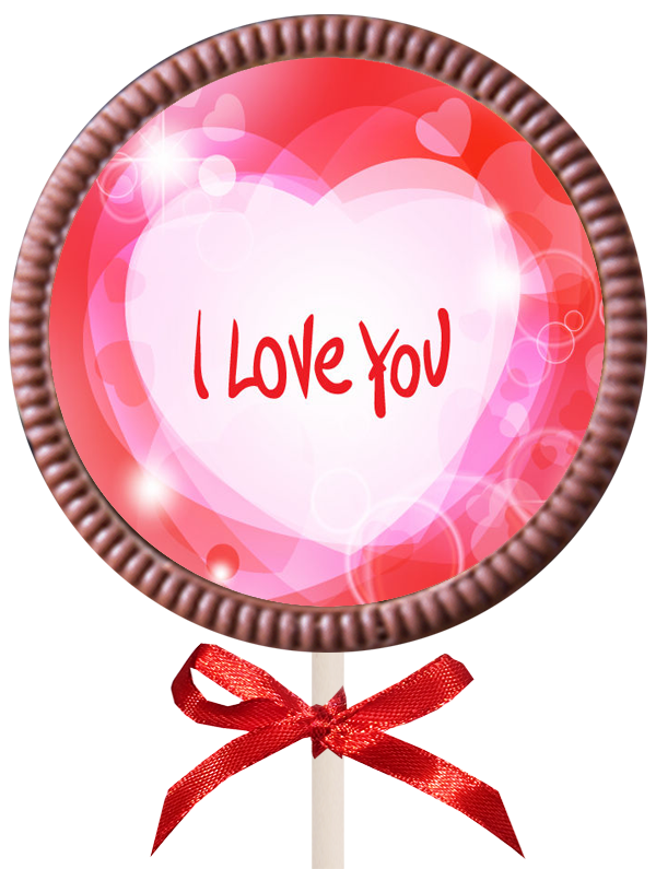 Printed Love Chocolate Round Lollipop