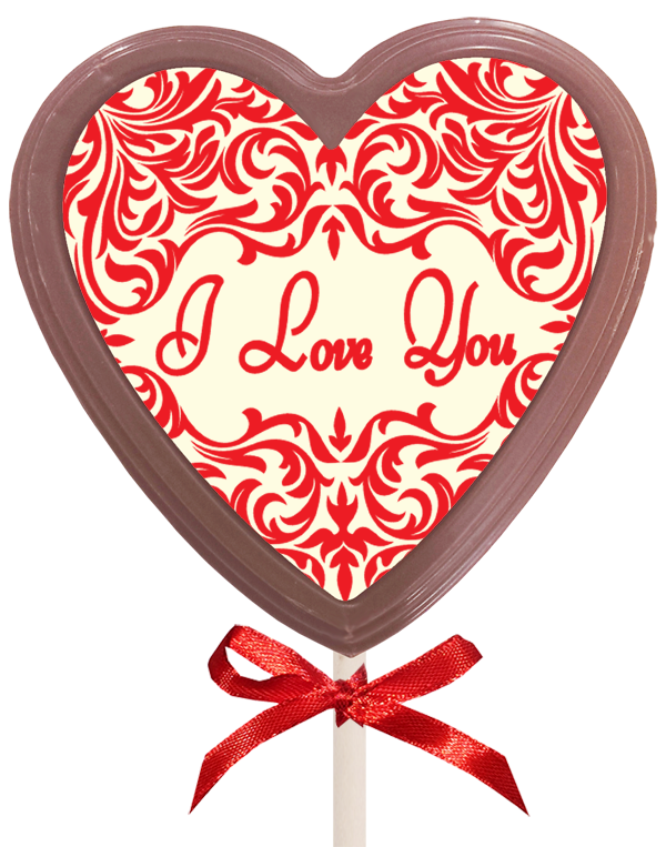 Printed Love Chocolate Heart Lollipop