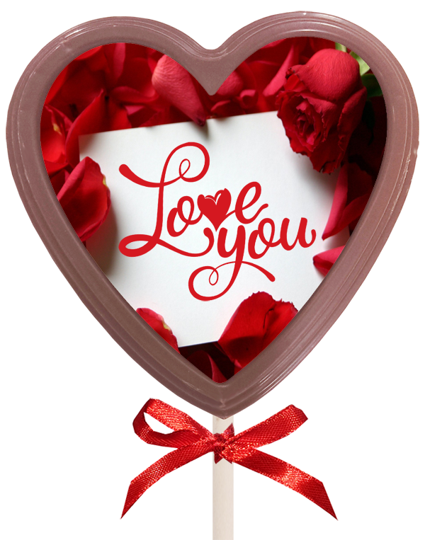 Printed Love Chocolate Heart Lollipop