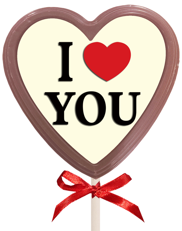 Printed Love Chocolate Heart Lollipop