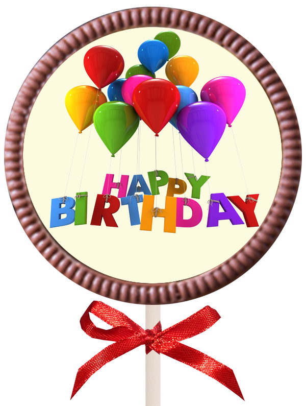 Large Printed Birthday Chocolate  Round Lollipop