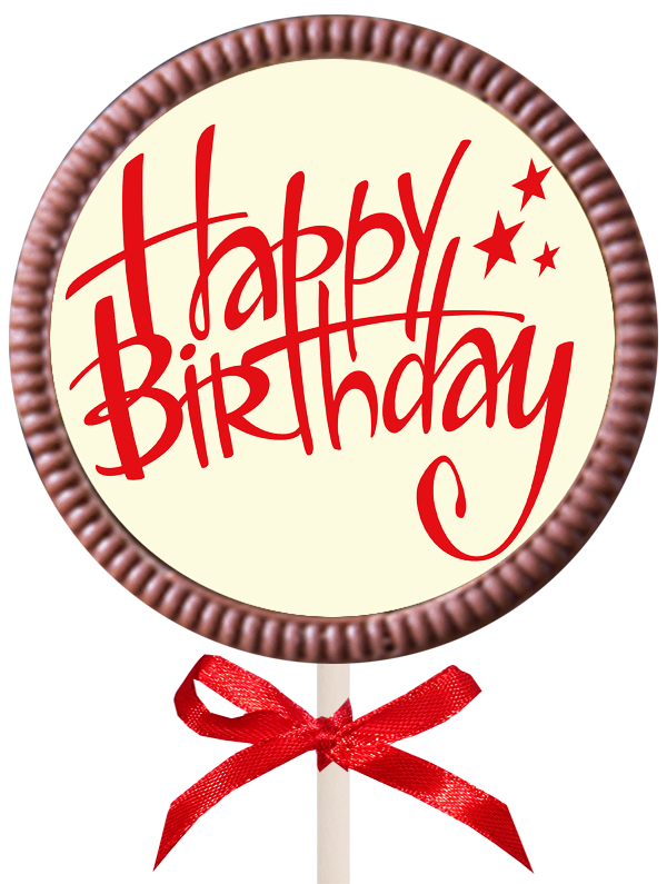 Large Printed Birthday Chocolate  Round Lollipop