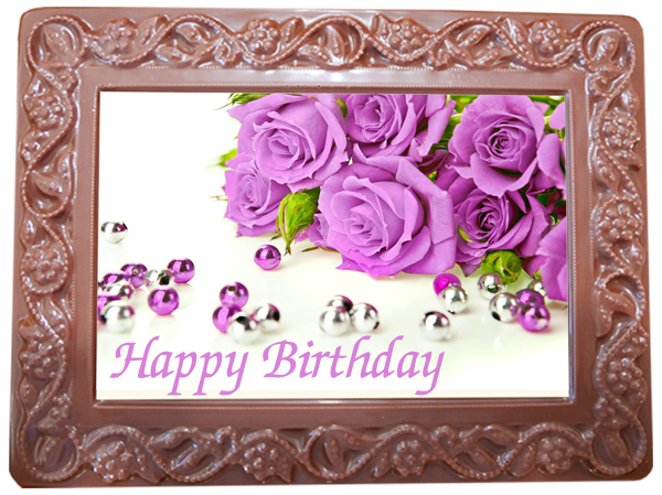 Printed Birthday Chocolate Large Frame Flowers &amp; Leaves