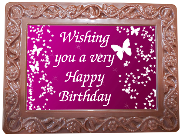 Printed Birthday Chocolate Large Frame Flowers &amp; Leaves