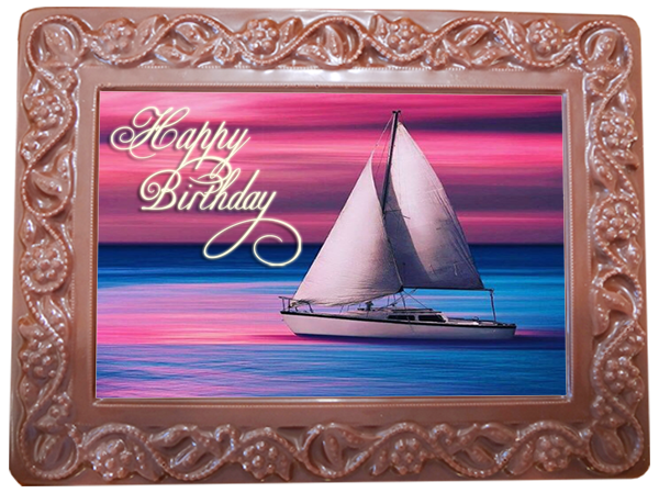 Printed Birthday Chocolate Large Frame Flowers &amp; Leaves