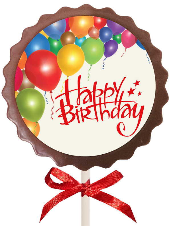 Large Printed Birthday Chocolate  Flower Lollipop