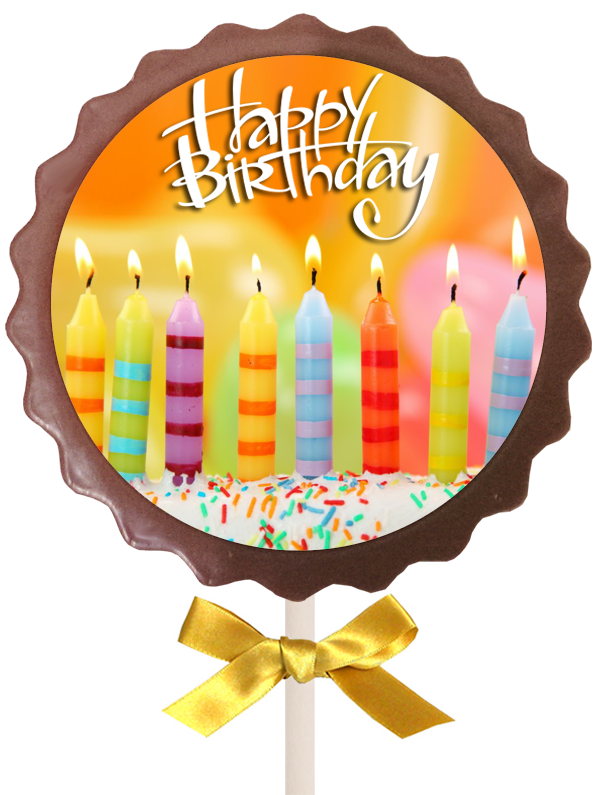 Large Printed Birthday Chocolate  Flower Lollipop