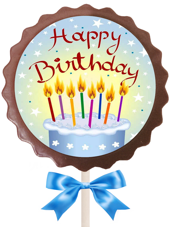 Large Printed Birthday Chocolate  Flower Lollipop