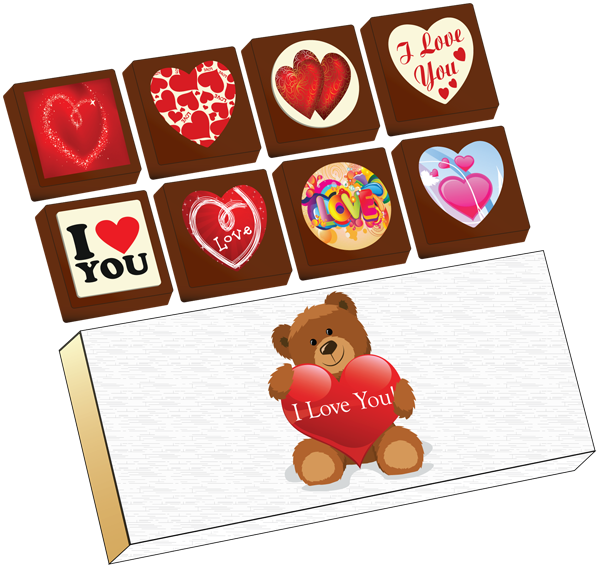 A Box of 8 Printed Love Chocolates