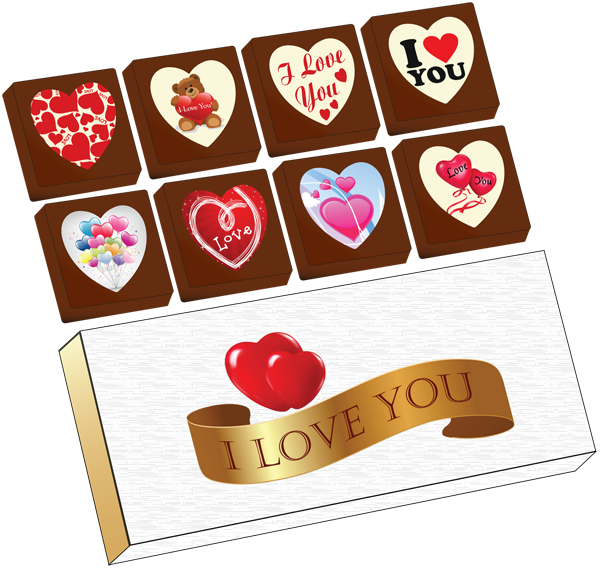 A Box of 8 Printed Love Chocolates