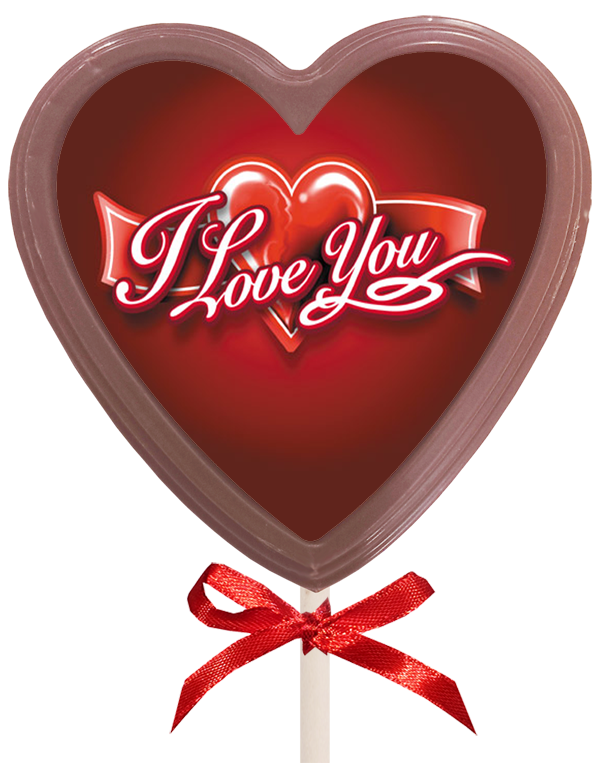 Printed Love Chocolate Heart Lollipop