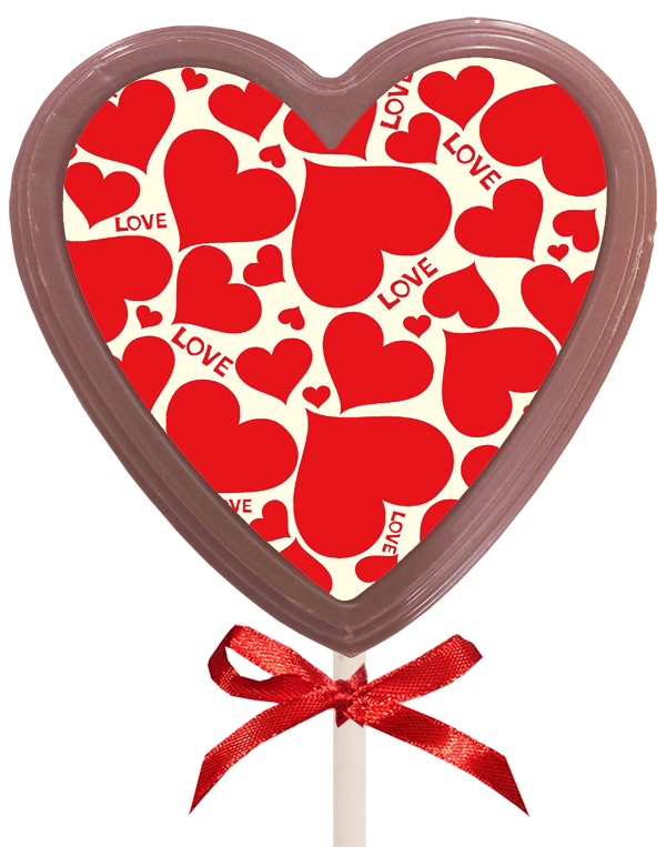 Printed Love Chocolate Heart Lollipop
