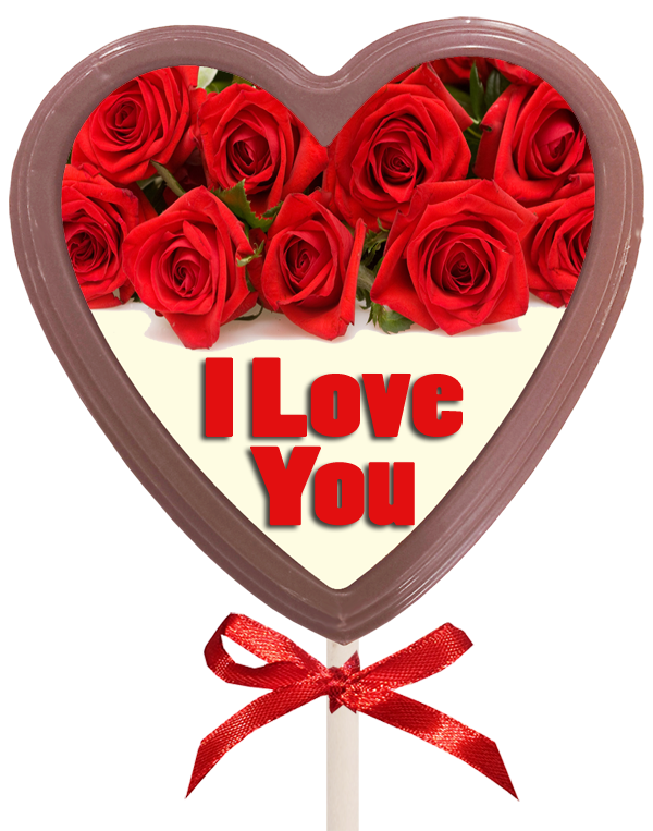Printed Love Chocolate Heart Lollipop