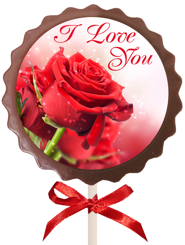 Printed Love Chocolate Flower Lollipop