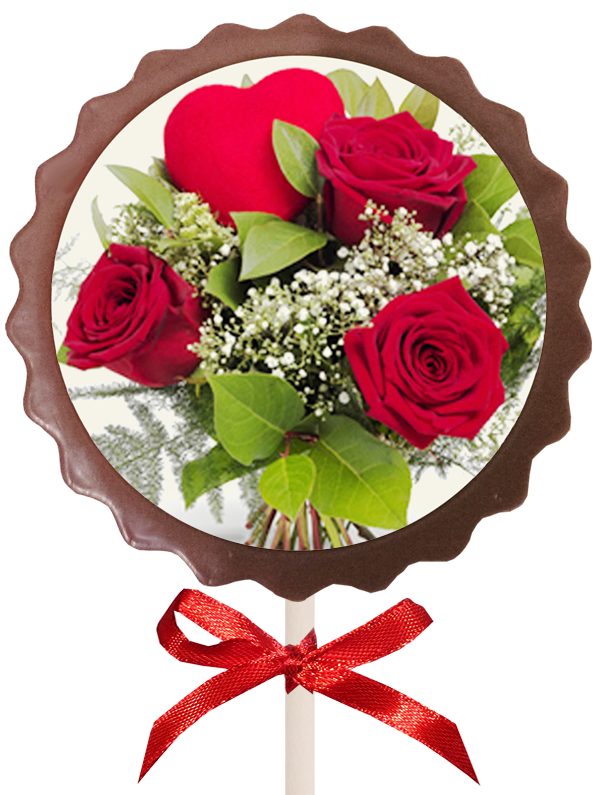 Printed Love Chocolate Flower Lollipop