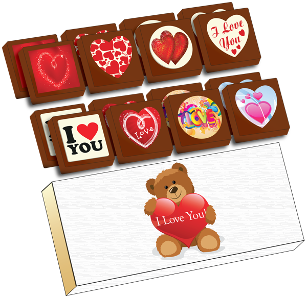 A Box of 16 Printed Love Chocolates