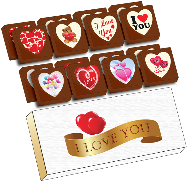 A Box of 16 Printed Love Chocolates