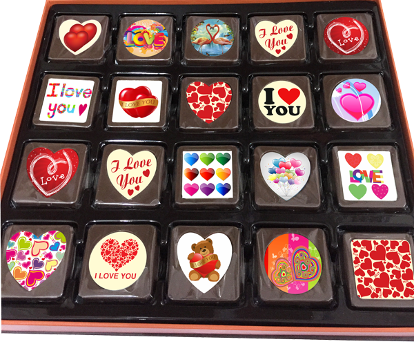 A Box of 40 Printed Love Chocolates