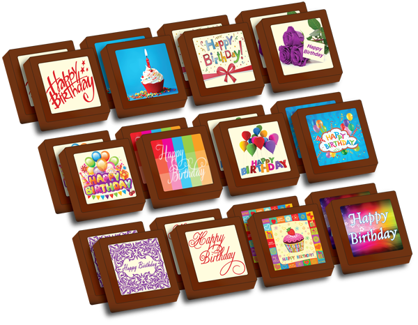 Small Shapes Printed Birthday Chocolate (Box of 24)