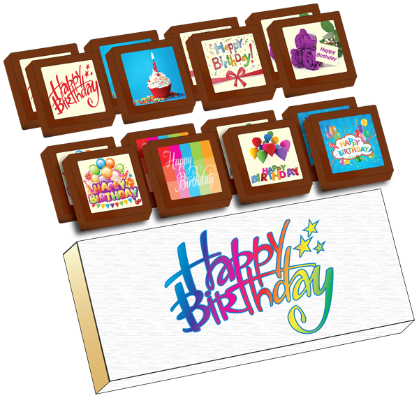 Small Shapes Printed Birthday Chocolate (Box of 16)