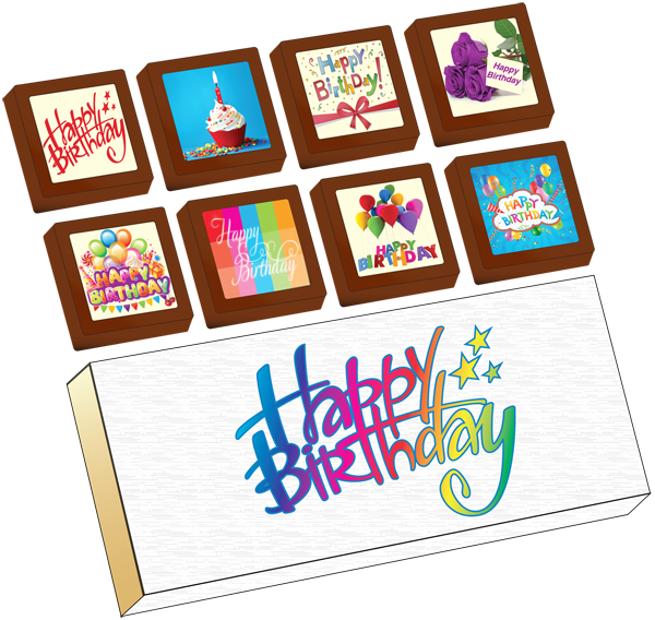 Small Shapes Printed Birthday Chocolate (Box of 8)